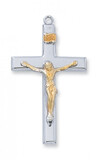 Sterling Silver Two-Tone Crucifix on a 24&quot; Rhodium Plated Chain