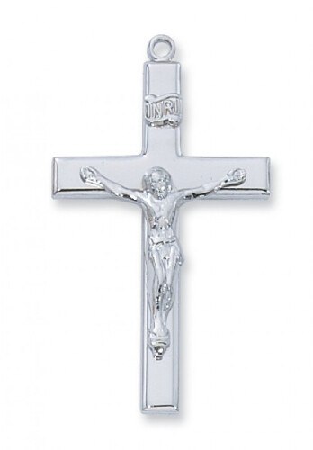 Sterling Silver Crucifix on 24&quot; Stainless Steel Chain