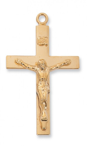 Gold Over Sterling Silver Crucifix on 24&quot; Gold Over Brass Chain