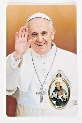 Pope Francis Laminated Prayer Card with Medal inside