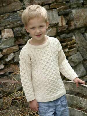 Child's Crew Neck Aran Wool Sweater