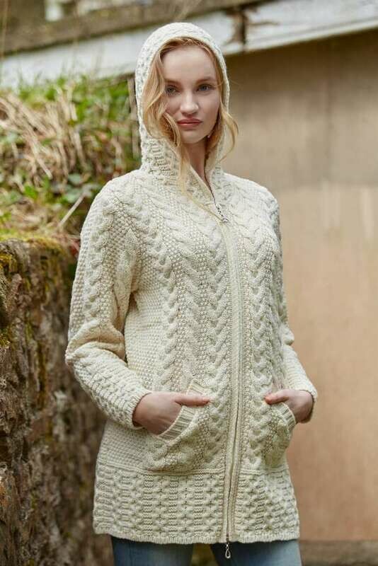Ladies Hooded Coat with Celtic Knot Zipper- Choose Color