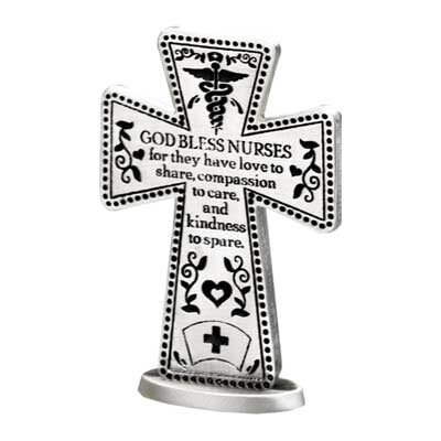 Nurse Standing Metal Cross