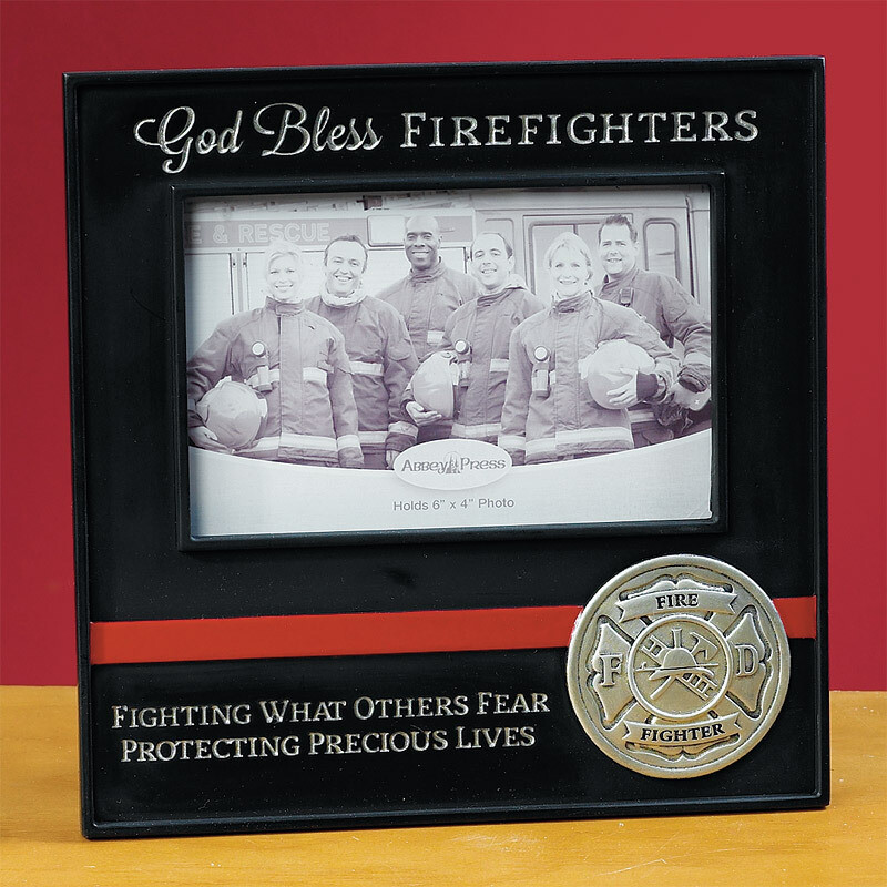 God Bless Firefighters Photo Frame Disc.