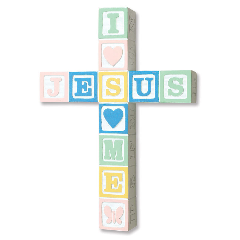 Jesus Loves Me Wall Cross - Pastel