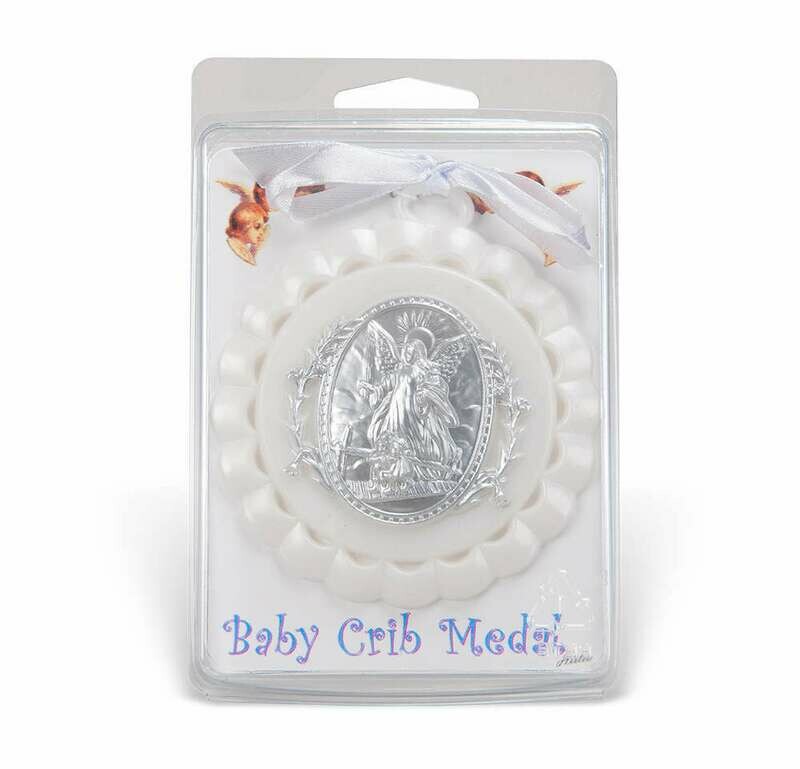 Guardian Angel Crib Medal- White