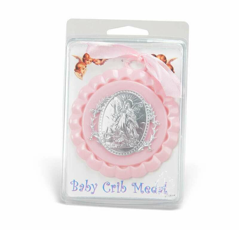Guardian Angel Crib Medal- Pink