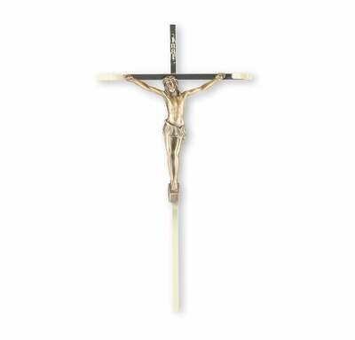 10" Brass Finish Cross with Museum Gold-Plated Corpus