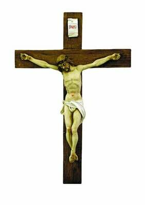 Hand-Painted Alabaster Crucifix- 15"
