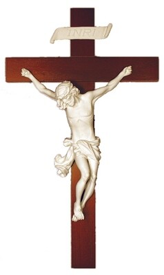 14&quot; Baroque Crucifix White Alabaster Corpus