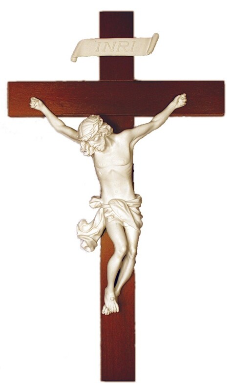 14&quot; Baroque Crucifix White Alabaster Corpus