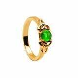 14kt Gold Real Emerald Trinity Engagement Ring- All Yellow