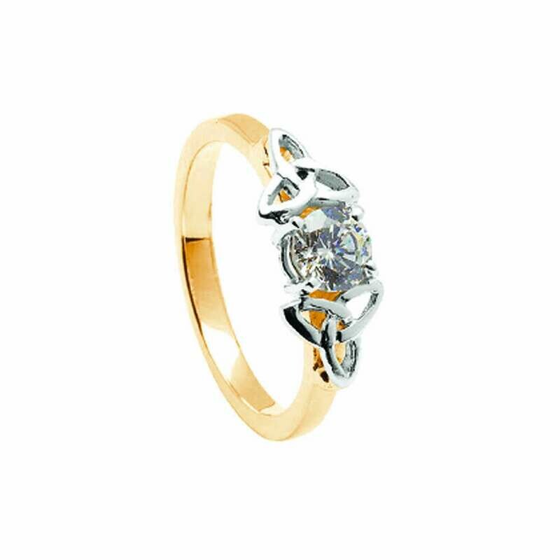 14kt Gold Diamond Trinity Engagement Ring- Yellow/White Trinity