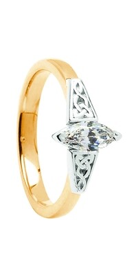 14kt Gold .50cts Marquise Trinity Diamond Ring