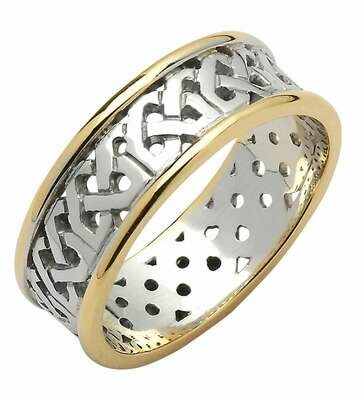 Ladies 14kt Gold Contemporary Two-Tone Trinity Knot Band (Yellow Edge)