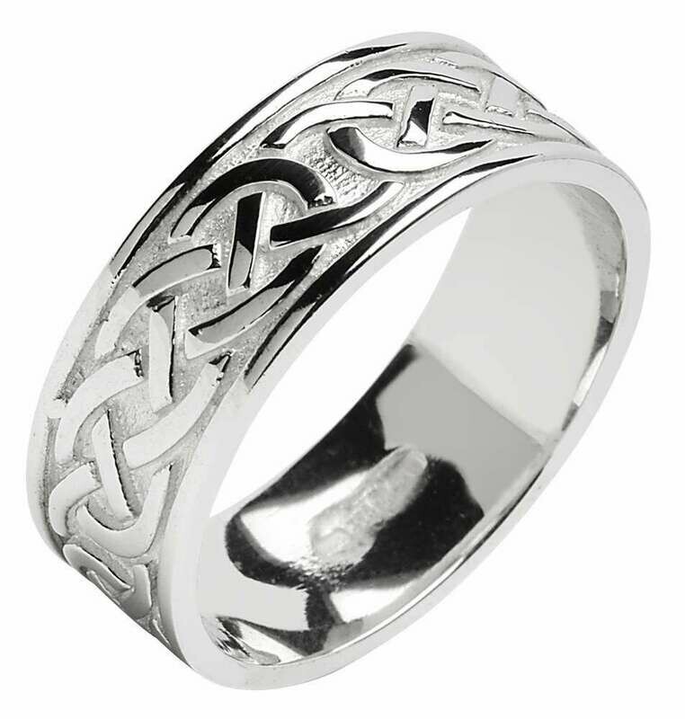Ladies 14kt Gold Wide Trinity Knot Wedding Band with Trim