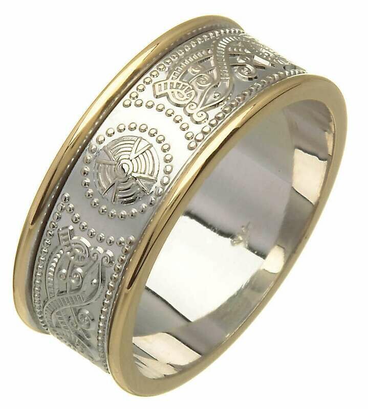 Mens 14kt Gold Meidum Two Tone An Ri Wedding Band
