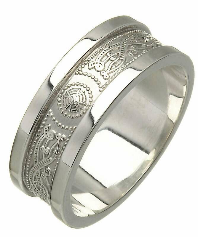 Mens 14kt Gold Narrow An Ri with Wide Sides