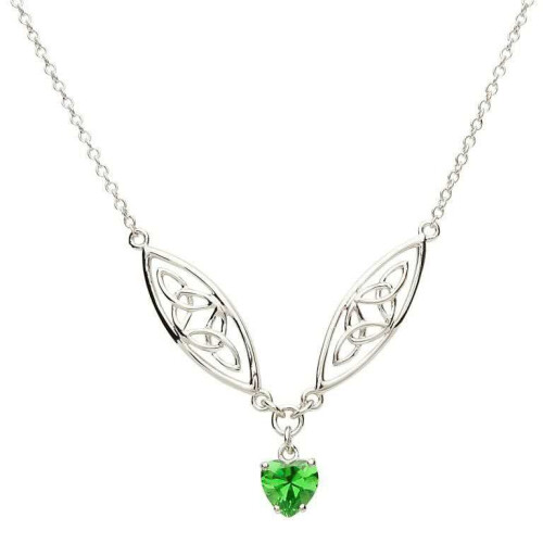 Sterling Silver Celtic Stone Set Trinity Pendant on a 18&quot; Sterling Silver Chain