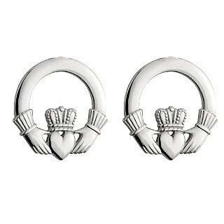 Sterling Silver Traditional Claddagh Stud Earrings