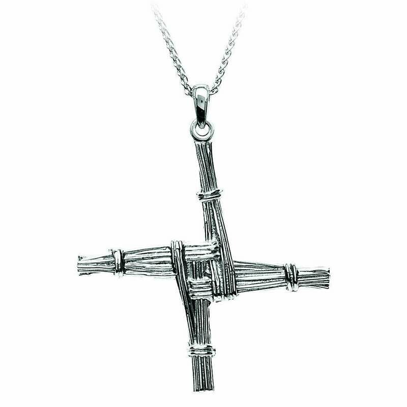 Sterling Silver St. Brigid&#39;s Cross- Medium &amp; 18&quot; Sterling Silver Chain