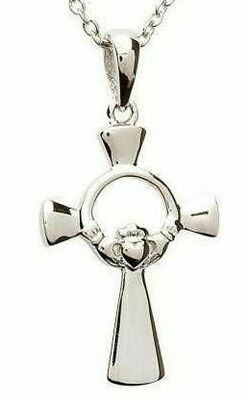 Sterling Silver Claddagh Cross & Chain
