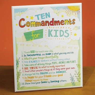 "Ten Commandments for Kids" Plaque