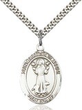 Sterling Silver St. Francis of Assisi Pendant on a 24&quot; Light Rhodium Heavy Curb Endless Chain