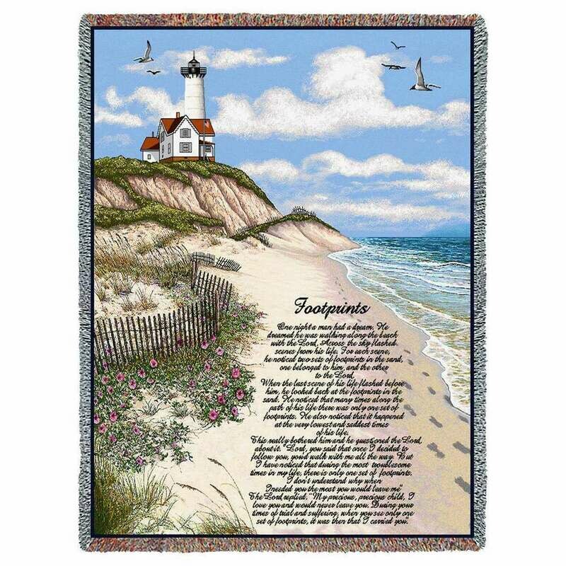 Footprints Lighthouse Blanket