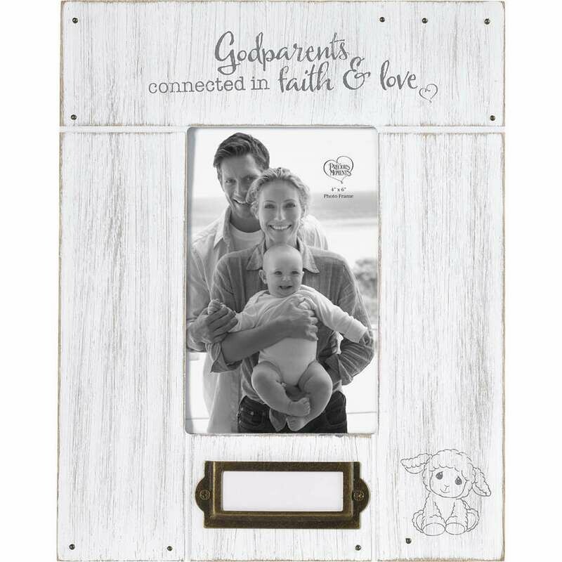 &quot;Godparents: Connected In Faith And Love&quot; Wooden Photo Frame Disc.