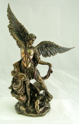 10" St. Michael, Cold-Cast Bronze, Lightly Hand-Painted