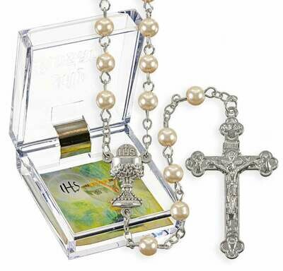 First Communion Rosary- 5mm Immitation Pearl Beads