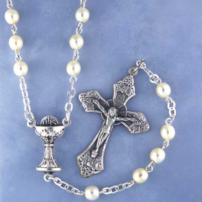 First Communion Rosary- Glass Pearl