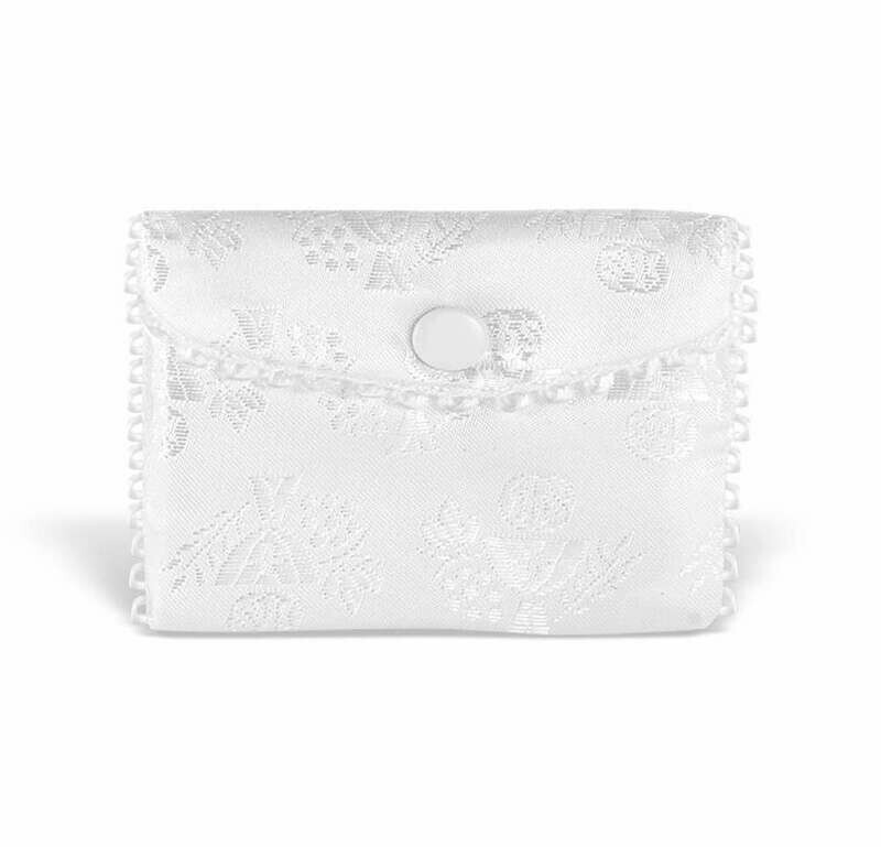 White Satin Communion Rosary Case