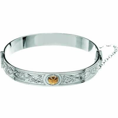 Sterling Silver Celtic Warrior® Bangle with 18K Gold Bead