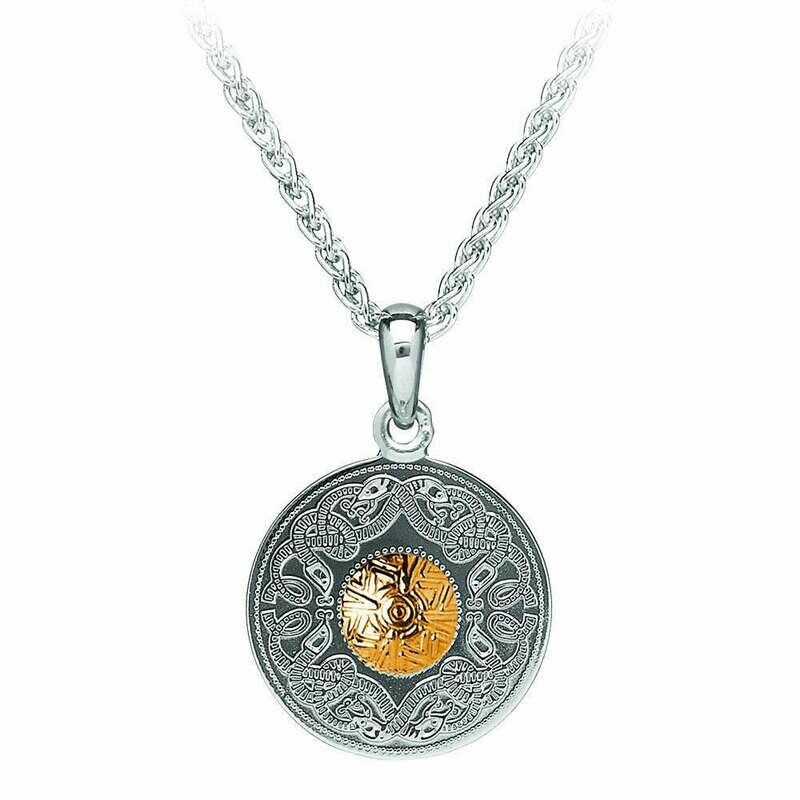 Sterling Silver Celtic Warrior® Shield Pendant with 18K Gold Bead- Small on a 18&quot; Sterling Silver Chain