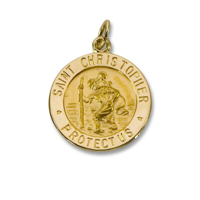 14kt Solid Gold St. Christopher Medal 9/16&quot; Diameter