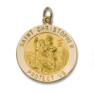 14kt Solid Gold St. Christopher Medal 13/16&quot; Diameter