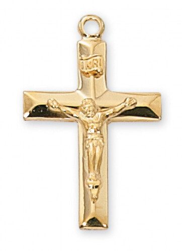 Gold Over Sterling Silver Crucifix on 18&quot; Gold Over Brass Chain