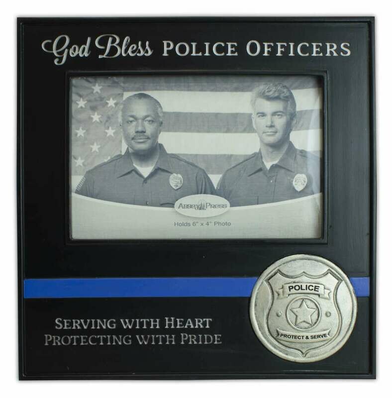 God Bless Police Officers Photo Frame Disc.