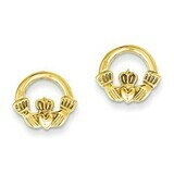 14kt Gold Claddagh Post Earrings