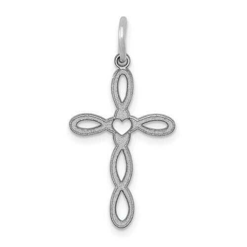14kt White Gold Laser Designed Cross Charm