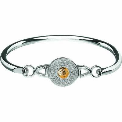 Sterling Silver Celtic Warrior® Shield Wire Bangle with 18K Gold Bead- Small