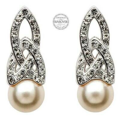 Celtic Pearl Earrings Adorned by Swarovski® Crystals