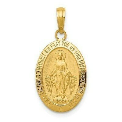14kt Gold Oval Miraculous Medal Pendant