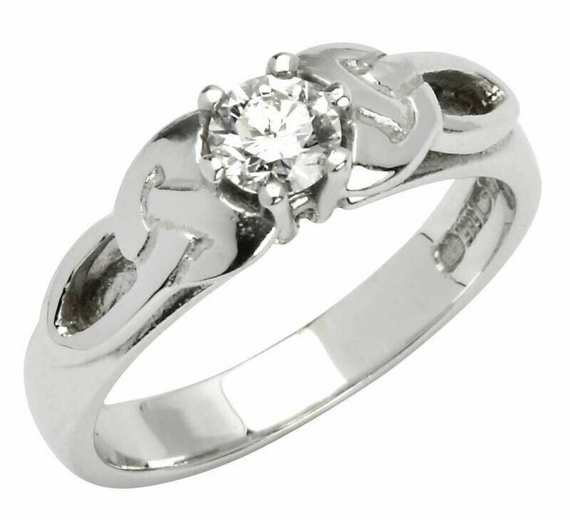 14kt White Gold Trinity Solitaire Ring (1 x .25ct) Brillant Cut Diamond