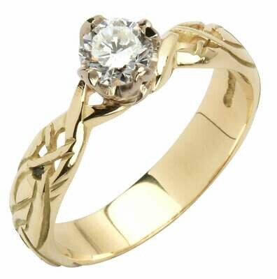 18kt Yellow Gold Livia Solitaire Round Setting with One Brillant Cut Diamond