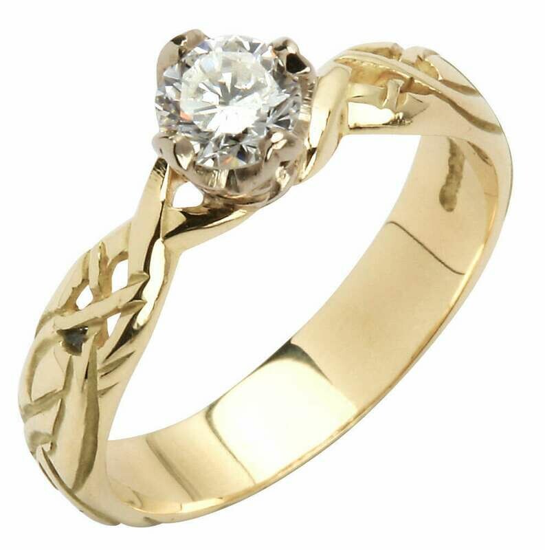 14kt Yellow Gold Livia Solitaire Round Setting with One Brillant Cut Diamond
