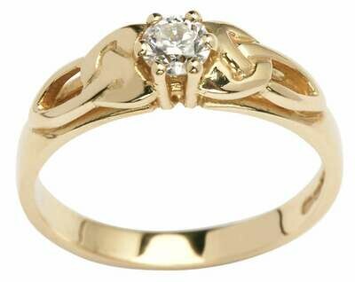 14kt Yellow Gold Trinity Solitaire Ring (1 x .25ct.) Brilliant Cut Diamond