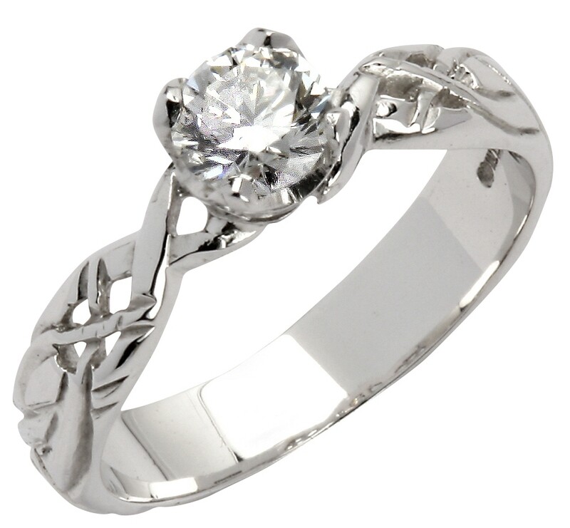 14kt White Gold Livia Solitaire Round Setting with One Brilliant Cut Diamond